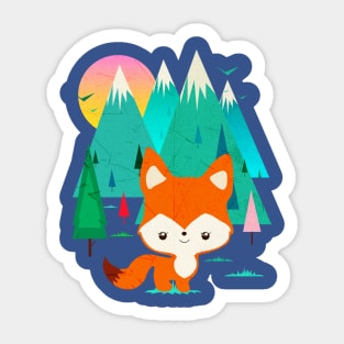 Walking Cute baby Fox Sticker